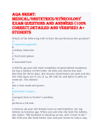 Aqa Nremt Medical Obstetrics Gynecology Exam Questions And Answers