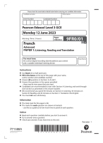 Edexcel A Level French Question Paper 1 June 2023 - DocMerit