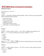 ISYE 6644 Week 9|ISYE 6644 Week 9 Homework Simulation|100% Verified Questions & Answers|La
