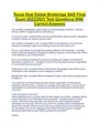 Texas Real Estate Brokerage SAE Final Exam 2022/2023 Test Questions With Correct Answers