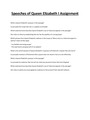 Speeches of Queen Elizabeth I Assignment