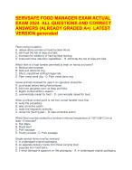 SERVSAFE FOOD MANAGER EXAM ACTUAL EXAM 2024 ALL QUESTIONS AND CORRECT ...