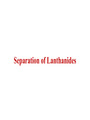 Separation of Lanthanides