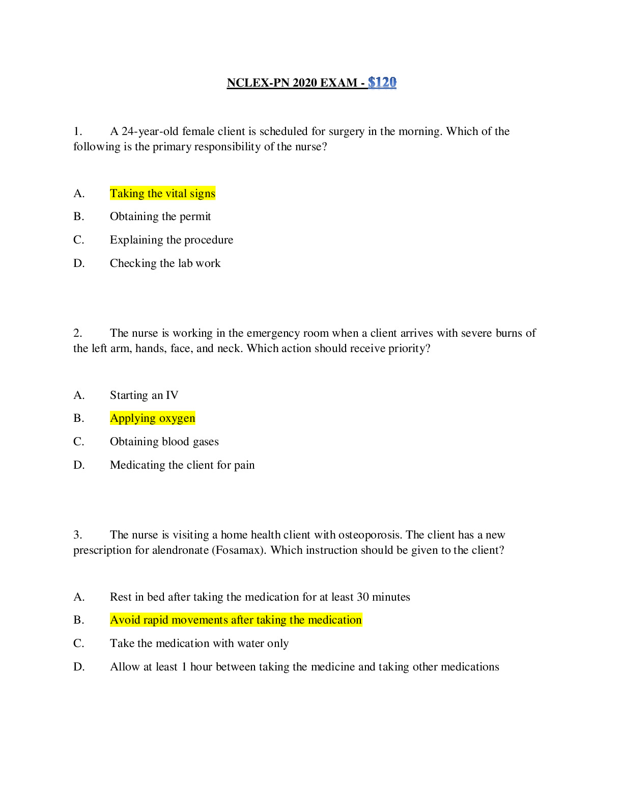 NEW GENERATION NCLEX RN EXAM 2024 POST TEST EXAM TOP RATED EXAM (GENUINE AND COMPLETE) RATED A+