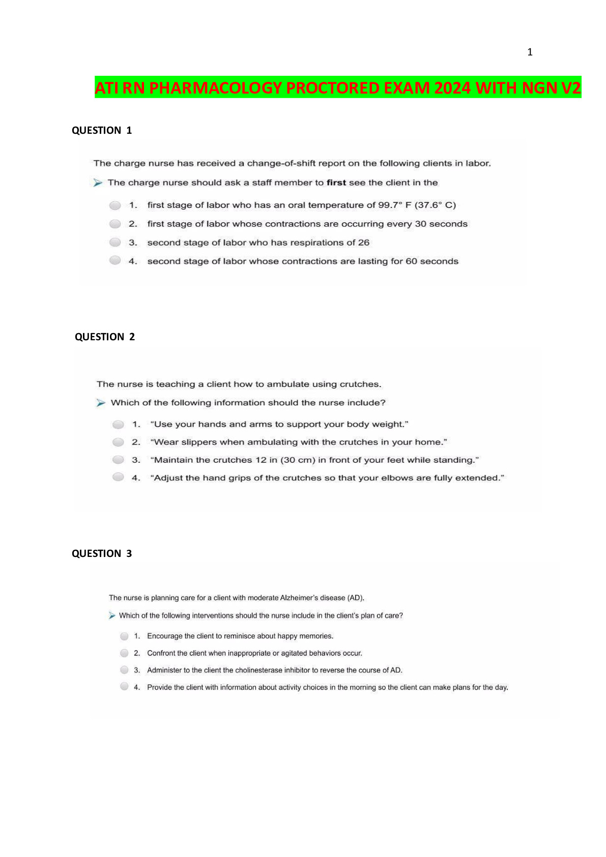 ATI PHARMACOLOGY PROCTORED EXAM 2024/2025 QUESTIONS AND ANSWERS (LATEST