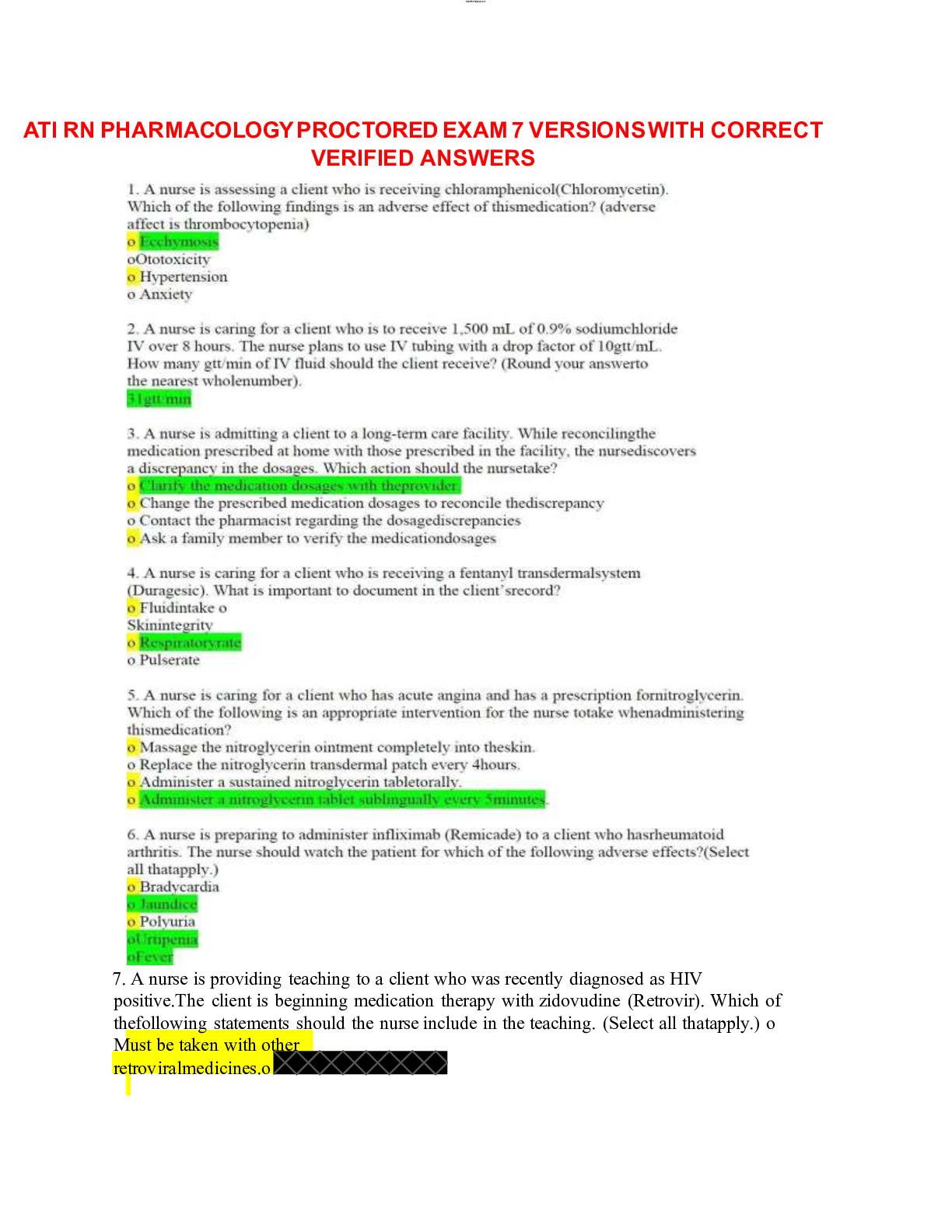 ATI PHARMACOLOGY PROCTORED EXAM 2024/2025 QUESTIONS AND ANSWERS (LATEST 2024/2025 UPDATE) DocMerit