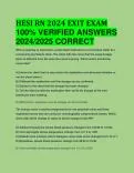 BEST ANSWERS HESI RN Exit Exam 2024 LATEST NEW STUDY  GUIDE 100% VERIFIED  ANSWERS FOR 2024/2025