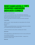 BEST REVIEW WSET SAKE LEVEL 3 100% VERIFIED ANSWERS 2024/2025 CORECT ...
