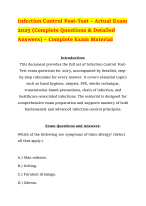 Infection Control Post-Test – Actual Exam 2025 (Complete Questions & Detailed Answers) – Complete