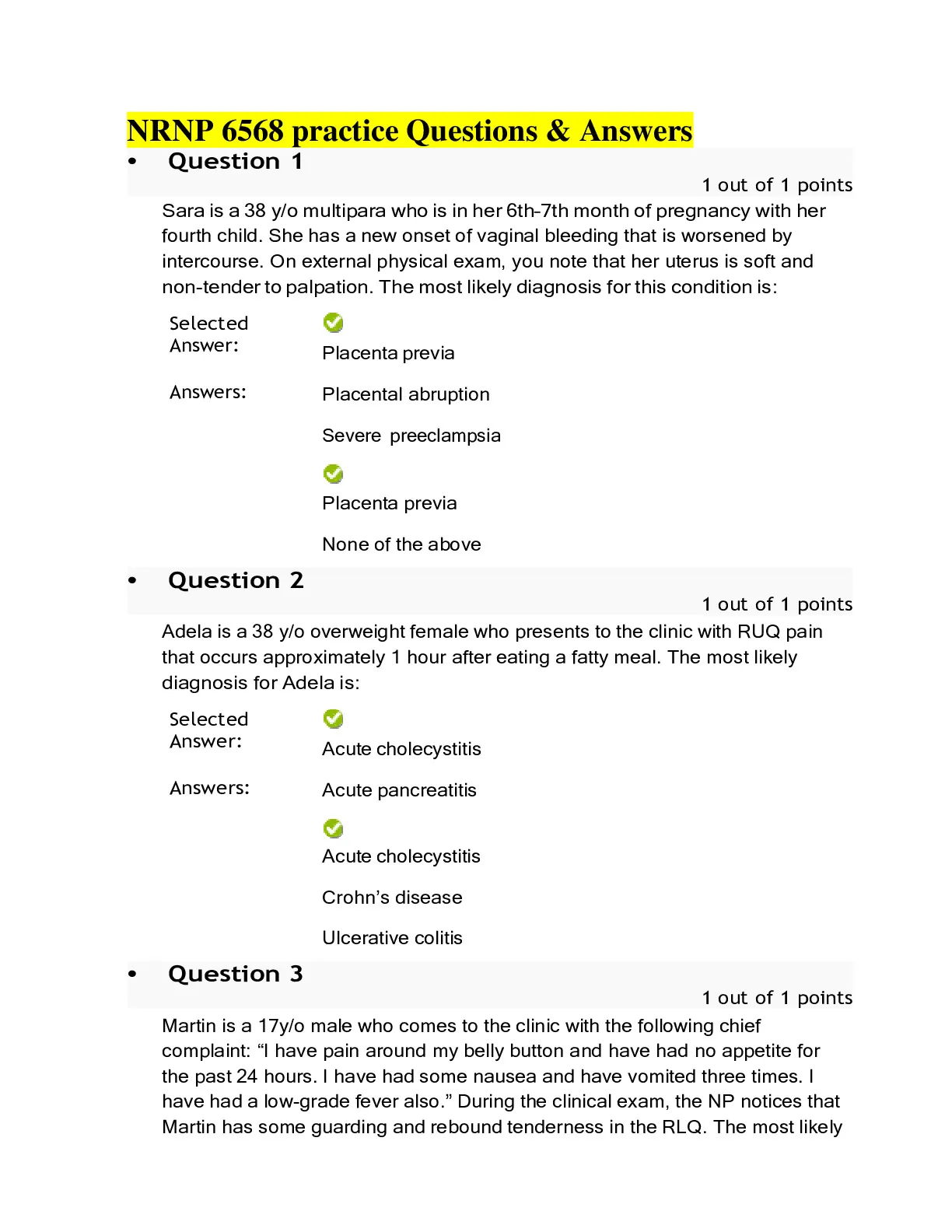 NRNP 6568 practice Questions with Answers / NRNP6568 practice Questions ...