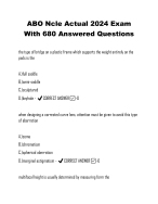ABO Ncle Actual 2024 Exam With 680 Answered Questions - DocMerit
