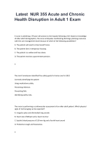 NUR 355 Acute and Chronic Health Disruption in Adult 1 Exam