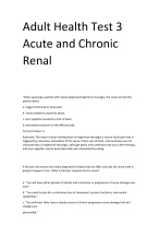 Adult Health Test 3 Acute and Chronic Renal