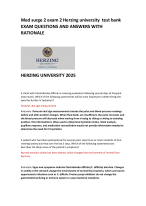 HERZING UNIVERSITY Med surge 2 exam 2 Herzing university  test bank  EXAM QUESTIONS AND ANSWERS