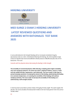 MED SURGE 2 EXAM 2 HERZING UNIVERSITY  LATEST REVIEWED QUESTIONS AND ANSWERS WITH RATIONALES