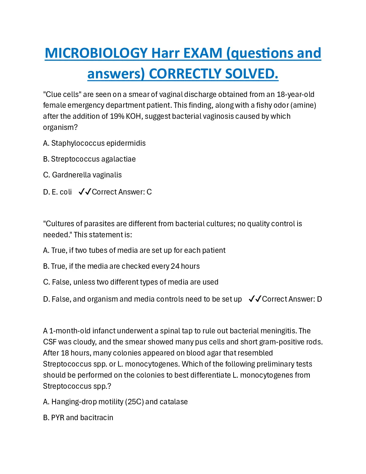 Microbiology Pacop Green Module 6 300 Questions and Accurate Answers ...