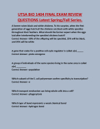 UTSA BIO 1404 FINAL EXAM REVIEW  QUESTIONS Latest Spring/Fall Series.