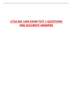 UTSA BIO 1404 EXAM TEST 1 QUESTIONS  AND ACCURATE ANSWERS