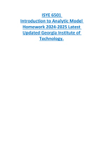 ISYE 6501   Introduction to Analytic Model  Homework 2024-2025 Latest  Updated Georgia Institute