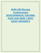NURS 100 (Nursing  Fundamentals)  DEVELOPMENTAL TEACHING  PLAN TASK WEEK 7 WEST  COAST UNIVERSITY