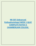 NR 507 (Advanced  Pathophysiology) WEEK 1 QUIZ  COMPLETE RATED A  CHAMBERLAIN COLLEGE.