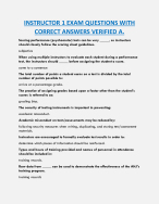 INSTRUCTOR 1 EXAM QUESTIONS WITH  CORRECT ANSWERS VERIFIED A.