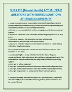 NURS 326 (Mental Health) ACTUAL EXAM  QUESTIONS WITH VERIFIED SOLUTIONS  ATHABASCA UNIVERSITY