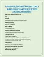 NURS 326 (Mental Health) ACTUAL EXAM 3  QUESTIONS WITH VERIFIED SOLUTIONS  ATHABASCA UNIVERSITY