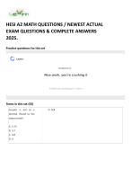 HESI A2 MATH QUESTIONS / NEWEST ACTUAL EXAM QUESTIONS & COMPLETE ANSWERS 2025.