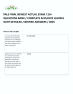 PALS FINAL NEWEST ACTUAL EXAM / 50+ QUESTIONS BANK / COMPLETI