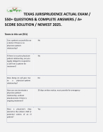TEXAS JURISPRUDENCE ACTUAL EXAM / 550+ QUESTIONS & COMPLETE ANSWERS / A+ SCORE SOLUTION / NEWEST