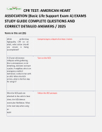 CPR TEST: AMERICAN HEART ASSOCIATION (Basic Life Support Exam A) EXAMS STUDY GUIDE COMPLETE
