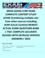 MEGA SOCRA CCRP EXAM COMPLETE CONTENT STUDY GUIDE