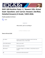 NUR 160-Hondros Exam 1 / Newest 120+ Actual Exam Questions and Correct Answers (Verified, Detailed