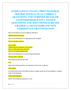 FOOD SAFETY EXAM 1 PREP MATERIAL  2025/2026