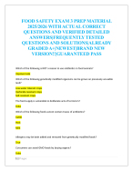 FOOD SAFETY EXAM 3 PREP MATERIAL  2025/2026