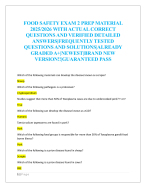 FOOD SAFETY EXAM 2 PREP MATERIAL  2025/2026