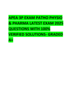 APEA 3P EXAM PATHO PHYSIO & PHARMA LATEST EXAM 2025 QUESTIONS WITH 100%  VERIFIED SOLUTIONS- GRADED