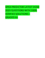 APEA PREDICTOR LATEST EXAM  2025 QUESTIONS WITH 100%  VERIFIED SOLUTIONS – GRADED A+