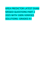 APEA PREDICTOR LATEST EXAM  MISSED QUESTIONS PART 2 2025 WITH 100% VERIFIED  SOLUTIONS- GRADED A+