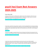 psych hesi Exam Best Answers  2024-2025