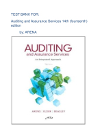 TEST BANK FOR:  Auditing and Assurance Services 14th (fourteenth)  edition  by: ARENA