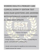 WOMENS HEALTH A PRIMARY CARE  CLINICAL GUIDW 5th EDITION TEST  BANK EXAM QUESTIONS AND ANSWERS  WIT
