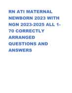 RN ATI MATERNAL  NEWBORN 2023 WITH  NGN 2023-2025 ALL 1 70 CORRECTLY  ARRANGED  QUESTIONS AND ANSWE
