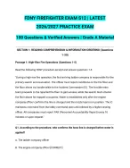 FDNY Firefighter Exam S12 Latest 2026/2027 Practice Exam | 100 Questions & Verified Answers | Grade