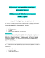 DC Property Manager Licensing Exam 2026/2027 Edition | 150 Questions & 100% Correct Answers | DCREC