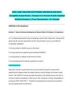 WGU D487 SECURE SOFTWARE DESIGN EXAM 2026| Complete Actual Exam - Version A & Version B with Detail