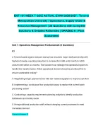 ENT 101 WEEK 7 QUIZ ACTUAL EXAM 2026/2027| Toronto Metropolitan University | Operations, Supply Cha