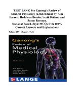 TEST BANK For Ganong’s Review of  Medical Physiology Volume III – Chapter 14-26.