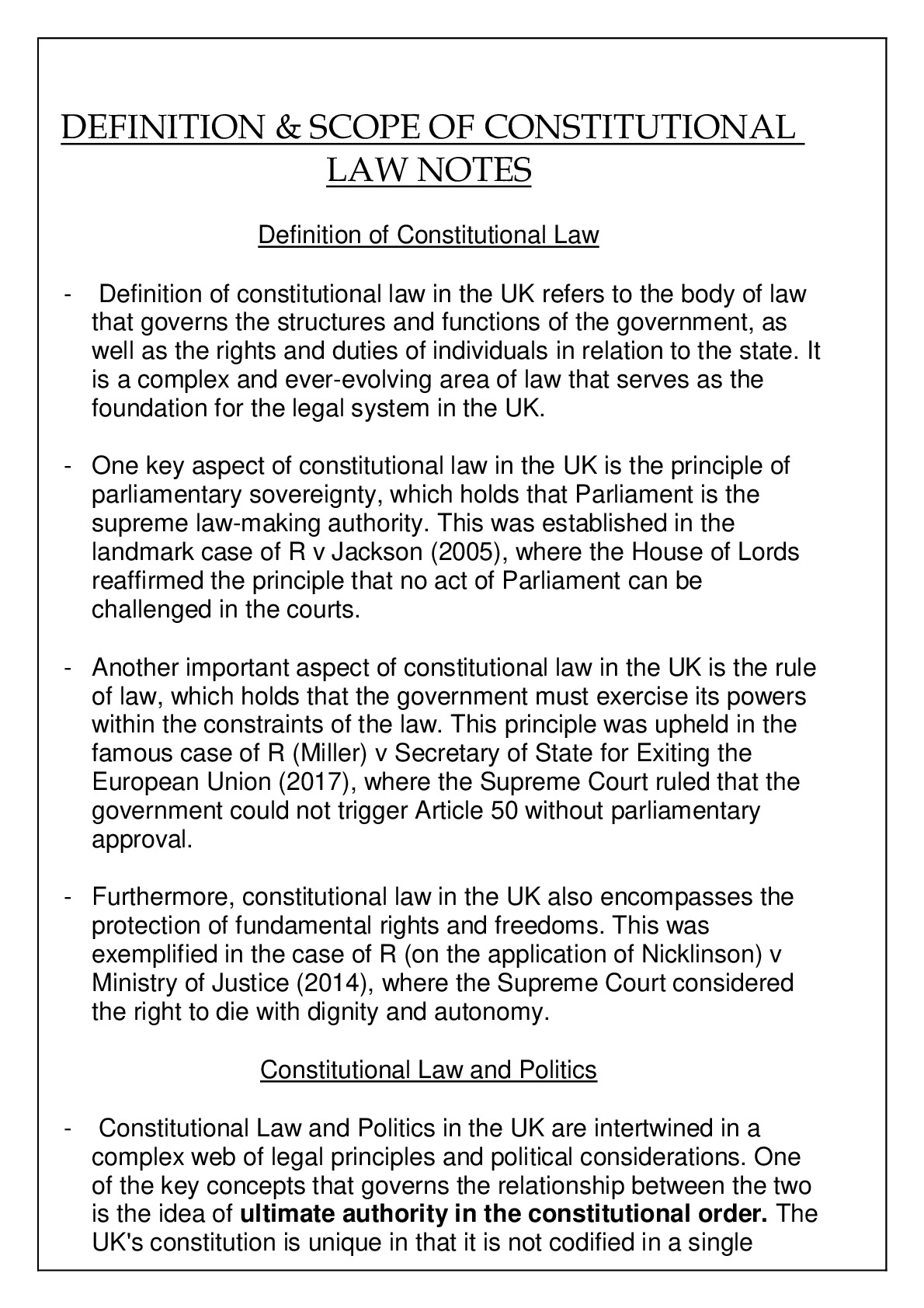 DEFINITION & SCOPE OF CONSTITUTIONAL LAW REVIEW NOTES